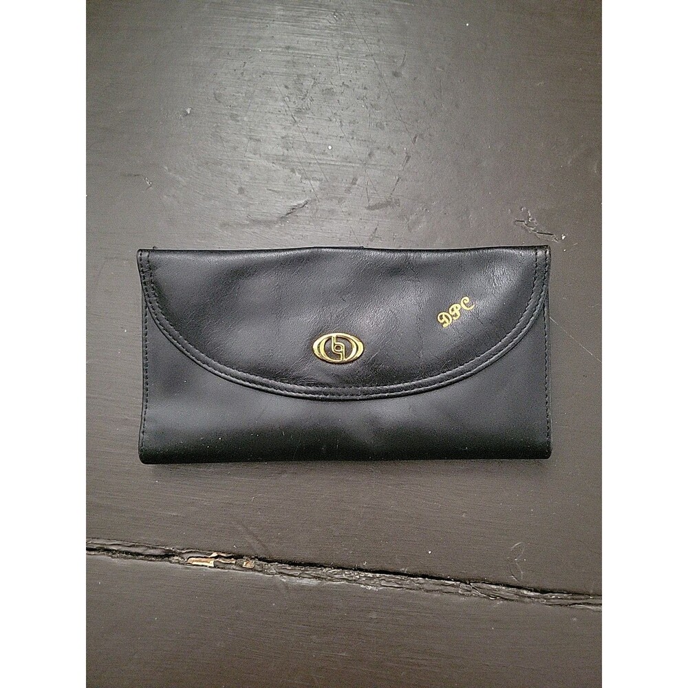 READ Vtg Bond St Black Leather Wallet Checkbook Long Monogram DPC Snap Large